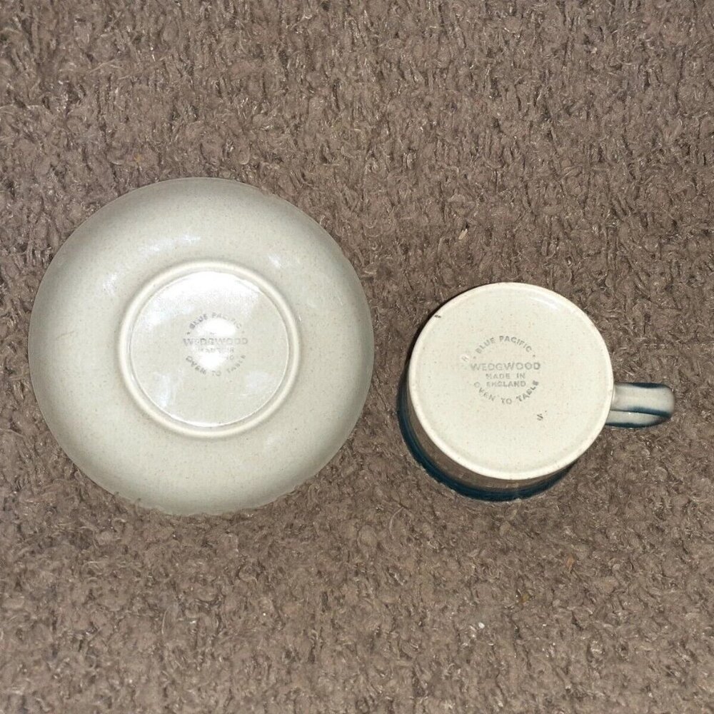 WEDGWOOD Blue Pacific-6 Piece Service Dinner,Salad,Soup,Bread,Cup/Saucer-Coupe-E - Picture 3 of 11